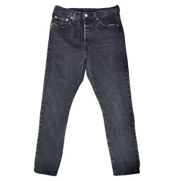 Levi’s 501 Faded Black Button Fly Jeans W29 L28 Straight Leg Vintage Wash
